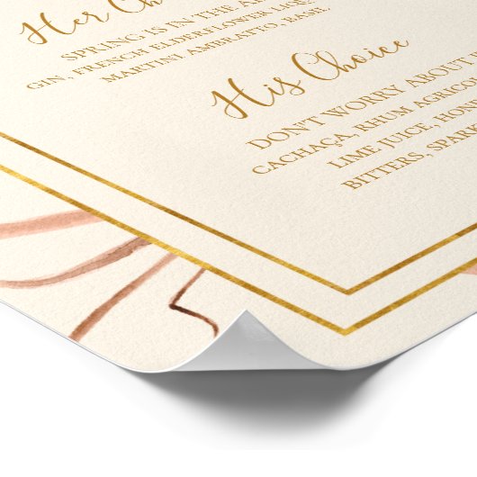 Boho Botanical | Ivory Signature Drinks Sign ポスター (角)