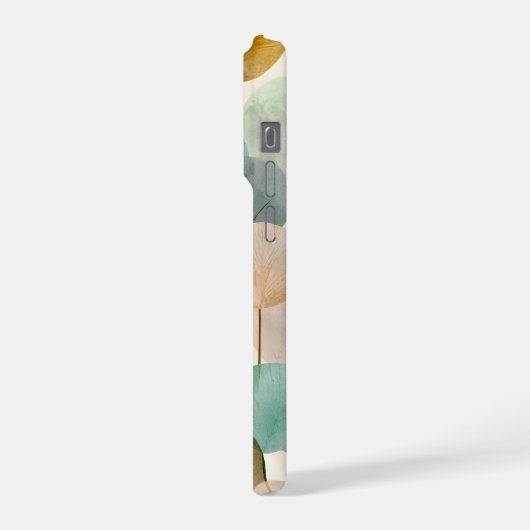 Boho Botanical Leaf Mid Century Abstract  iPhoneケース (左側面)