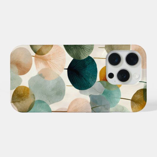 Boho Botanical Leaf Mid Century Abstract  iPhoneケース (裏面横)