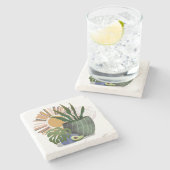 Boho Botanical Neutral Mid Century Stone Coaster ストーンコースター (横)