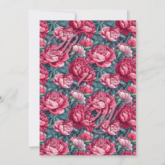 Boho Botanical Peonies Autumn Wedding  招待状 (裏面)