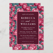 Boho Botanical Peonies Autumn Wedding  招待状 (正面/裏面)