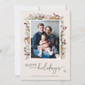 Boho Botanical Photo Collage Holiday Card カード (正面)