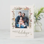 Boho Botanical Photo Collage Holiday Card カード (スタンド正面)