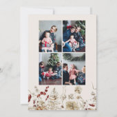 Boho Botanical Photo Collage Holiday Card カード (裏面)