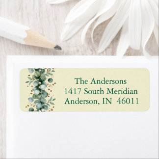 Boho Botanical Return Labels – Sage Green, Blue ラベル