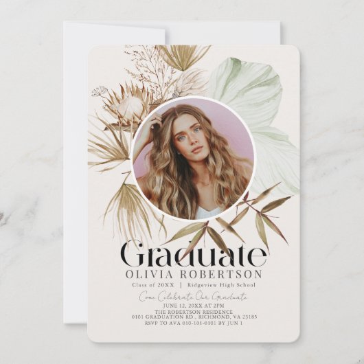 Boho Botanical Reviera写真自然卒業 招待状 (正面)