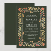 Boho Botanical Rustic Elegant Modern Wedding 招待状 (正面/裏面)