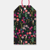 Boho Botanical Watercolor Flowers Black ギフトタグ (裏面)