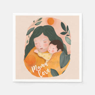 Boho Botanical Watercolor Motherhood スタンダードカクテルナプキン