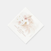 Boho Botanical White Orchids Pampas Grass Wedding スタンダードカクテルナプキン (角)