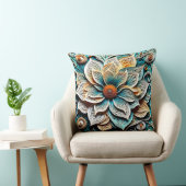 Boho Botanical Zentangle Floral Throw Pillow  クッション (椅子)