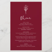 Boho Botanicalsブルゴーニュ結婚のメニューカード (正面)