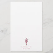Boho Botanicalsブルゴーニュ結婚のメニューカード (裏面)