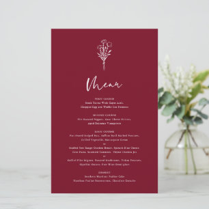 Boho Botanicalsブルゴーニュ結婚のメニューカード