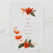 Boho bouquet with fiery flowe Save The Date セーブザデート (正面/裏面)
