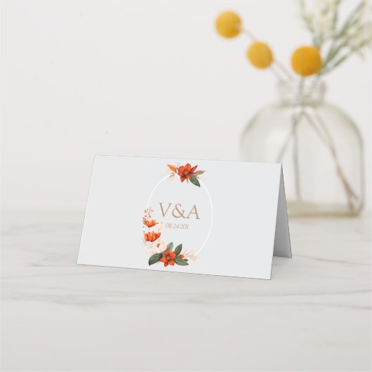 Boho bouquet with fiery flowers プレイスカード (裏面)