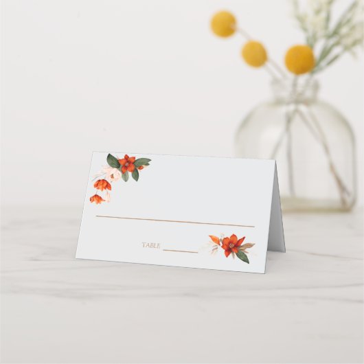 Boho bouquet with fiery flowers プレイスカード (正面)