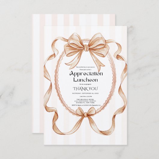 Boho Bow appreciation party grateful party  招待状 (正面/裏面)