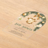 Boho Boy素朴 Winter Christmas Baby Shour アクリル招待状 (レイダウン)