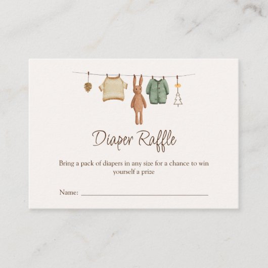 Boho Boy Clothes赤ちゃんシャワーおむつラッフル エンクロージャーカード (正面)