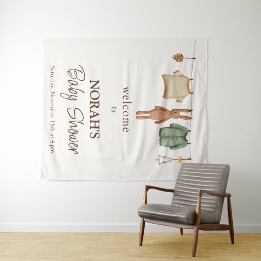 Boho Boy Clothes赤ちゃんシャワー歓迎サイン タペストリー (インサイチュ(横))