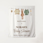 Boho Boy Clothes赤ちゃんシャワー歓迎サイン タペストリー (正面)
