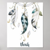 Boho Boy Feather Dream Catcher Wall Art ポスター (正面)