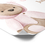 Boho Boy Girl Twins Bear Baby Shower Welcome sign ポスター (角)