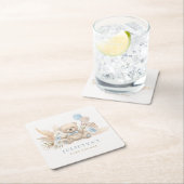 Boho Boy Teddy Bearベビーシャワーパーティー装飾 スクエアペーパーコースター (インサイチュ)