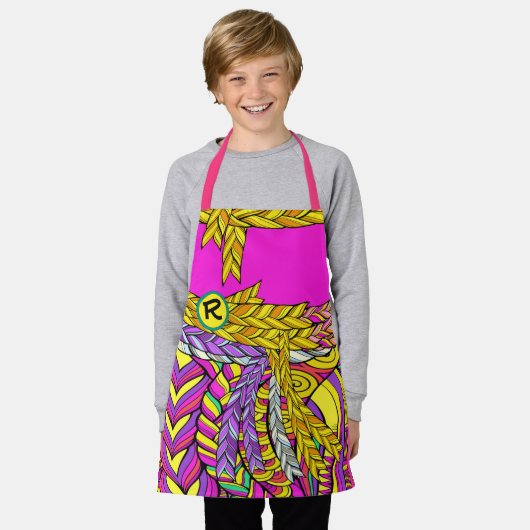 BOHO BRAIDはっきりしたデザイン試合大人 エプロン (着用した状態)