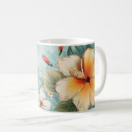 Boho Breezy Tropical Flower コーヒーマグカップ
