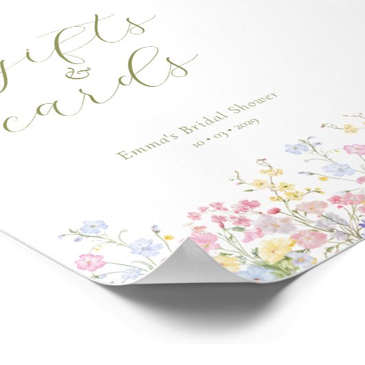 Boho Bridal Shower Gifts Cards Tabletop Sign ポスター (角)