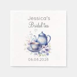 Boho Bridal Tea Blue Floral Vintage Bridal Shower スタンダードカクテルナプキン