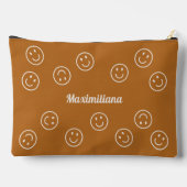 Boho Brown上の幸せな顔- LARGEアクセサリーポーチ アクセサリーポーチ (裏面)