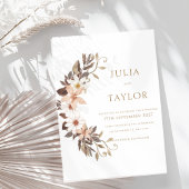 Boho Brown Floral Wedding Invitation 招待状