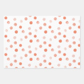 Boho Brown、Mauve、ピンクのハートと水玉模様 ラッピングペーパーシート (正面3)