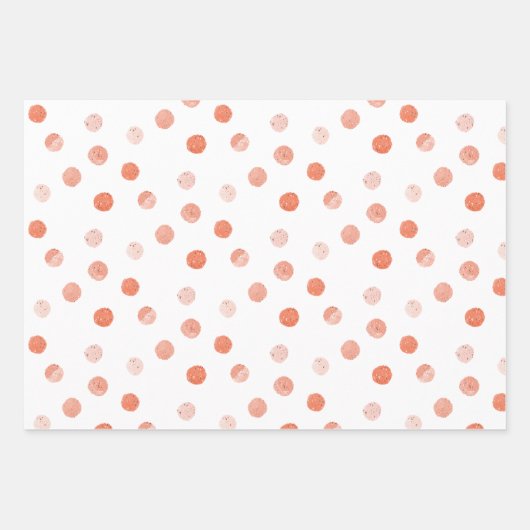 Boho Brown、Mauve、ピンクのハートと水玉模様 ラッピングペーパーシート (正面3)