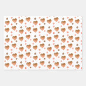 Boho Brown、Mauve、ピンクのハートと水玉模様 ラッピングペーパーシート (正面)