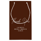 Boho Brown Minimalist Bridal Shower Thank You スモールペーパーバッグ (裏面)