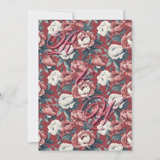 Boho Brown  Peonies Spring Wedding Invitation 招待状 (裏面)