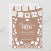 Boho Brown Talavera Mexican Graduation Fiesta Invi 招待状 (正面)