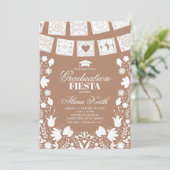 Boho Brown Talavera Mexican Graduation Fiesta Invi 招待状 (スタンド正面)