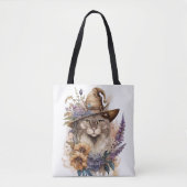 BOHO BROWN & TAN HALLOWEEN CATと花 トートバッグ (正面)