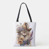 BOHO BROWN & TAN HALLOWEEN CATと花 トートバッグ (裏面)