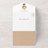 Boho Brown Teddy Bear熱気球ベビーシャワー オールインワン招待状 (外側)