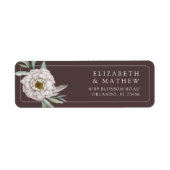 Boho Brown & White Floral Wedding Label ラベル (正面)