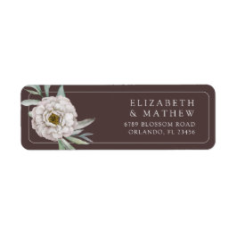 Boho Brown & White Floral Wedding Label ラベル