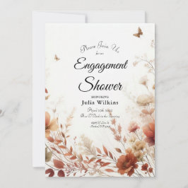 Boho Browns with Butterflies Engagement Shower 招待状