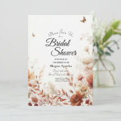 Boho Browns with Butterflies Floral Bridal Shower 招待状 (スタンド正面)